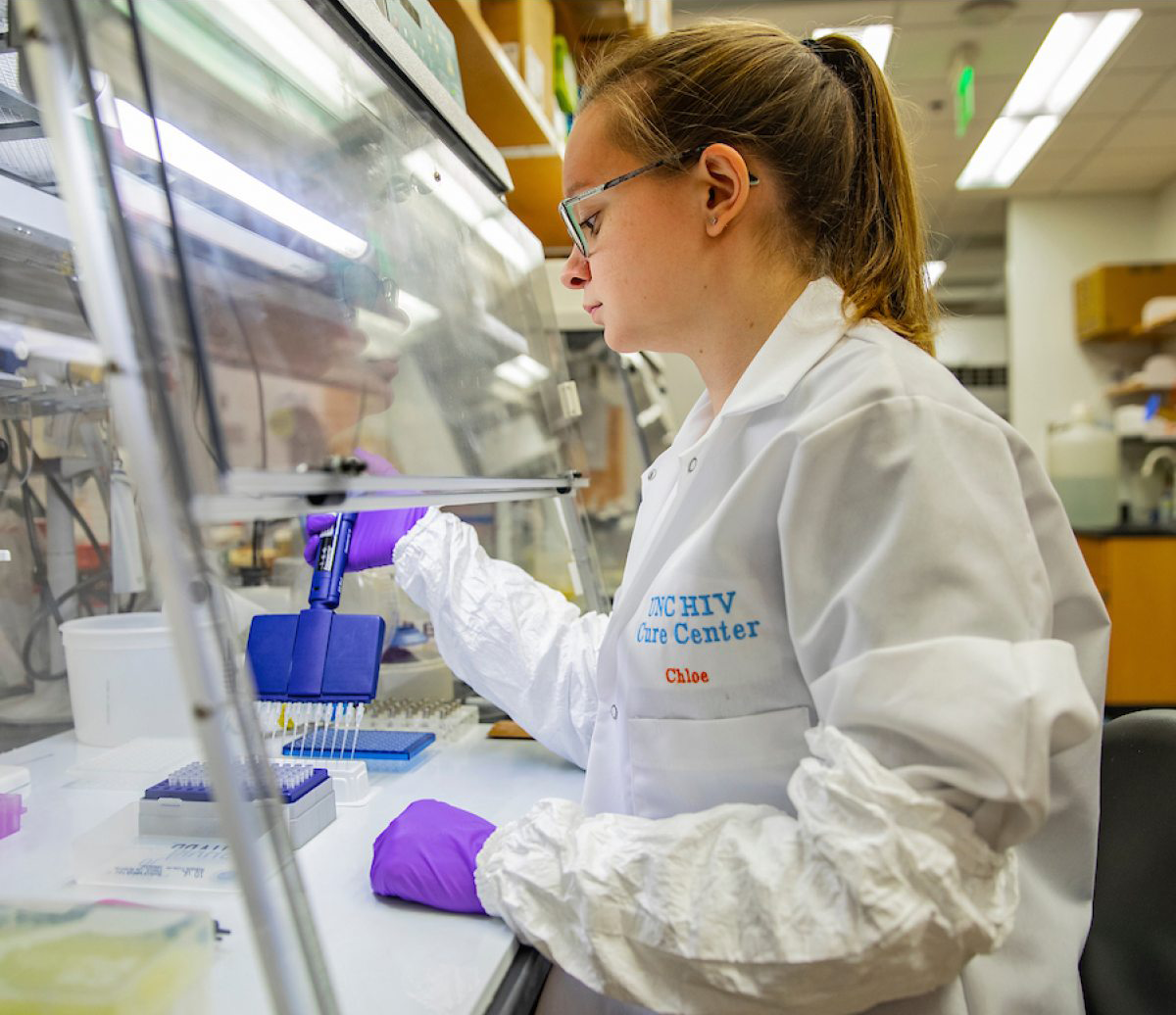 Cure Center member working in the lab.